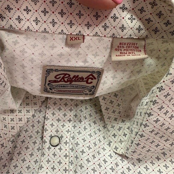 rafter C White cowboy collection pearl snap western boho top sz boys XXL - Picture 6 of 9